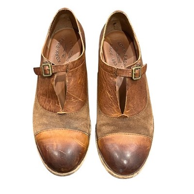 Kork-Ease Niseda Brown Leather Suede T-Strap Oxford Shoes  display picture 1