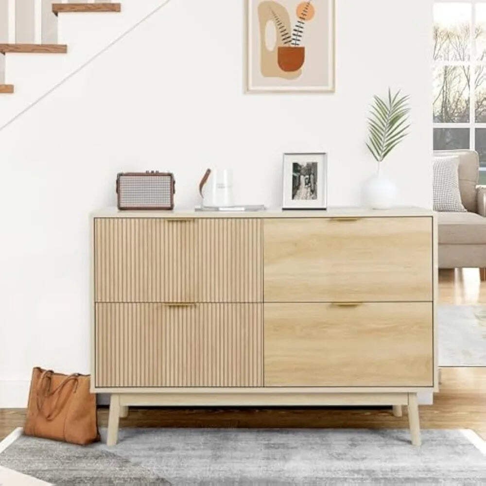 Modern Farmhouse 4-Drawer Dresser for Bedroom or Living Room Storage