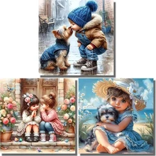 NEGEKFKX 3 Pack Girl Diamond Art Kits for Adults painting-3pack-15 