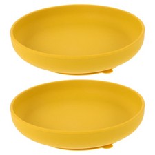 2 Pcs Silicone Plates for Adults Suction Cup Non-slip Dish Easy-clean