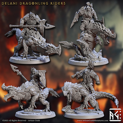 Artisan Guild- Magmaforged Dwarven Dragonling Riders (Tabletop Resin Miniaturen)