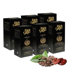 Rich Gano Reishi Mushroom Coffee – (6 Boxes of 30 Sachets) Black Coffee with Gan
