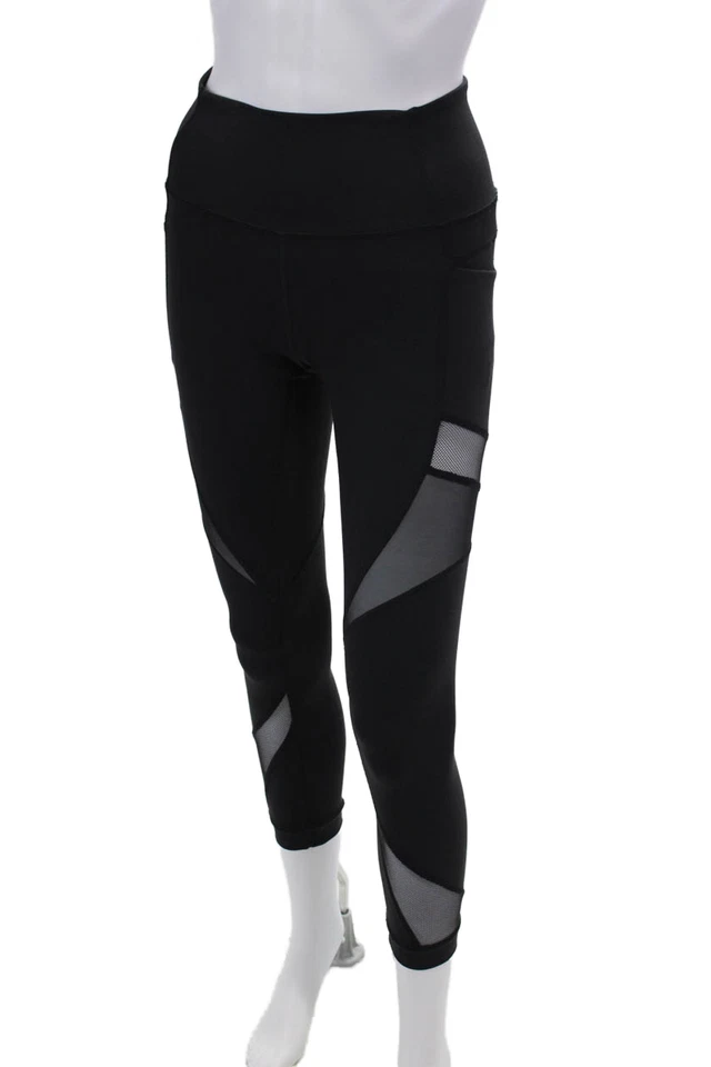 Lululemon 女式网眼拼布弹性腰懒人打底裤黑色 2 码 — 第 2/4 张图片