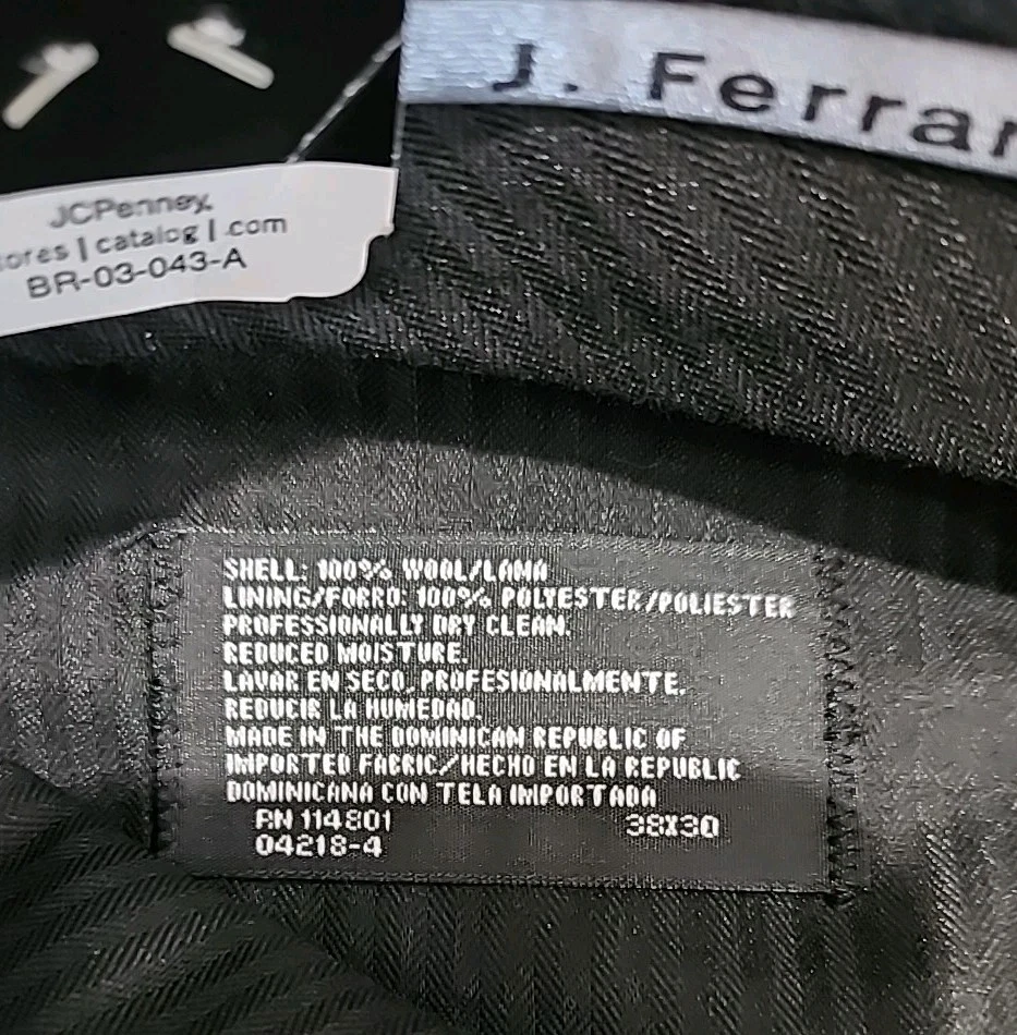 Pantalones de vestir de lana J Ferrar para hombre 38 X 30 gris a rayas con puños nuevos con etiquetas JF Foto 4 de 4