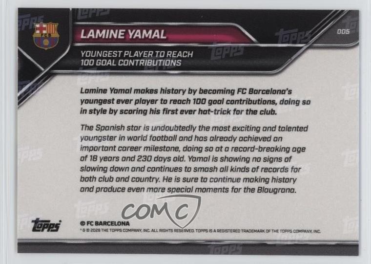 2025-26 Topps Now FC Barcelona /28970 Lamine Yamal #005 view 2