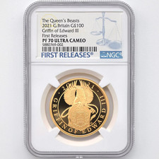2021 Great Britain Queen s Beasts Griffin Edward III Gold Proof Coin NGC PF70 FR