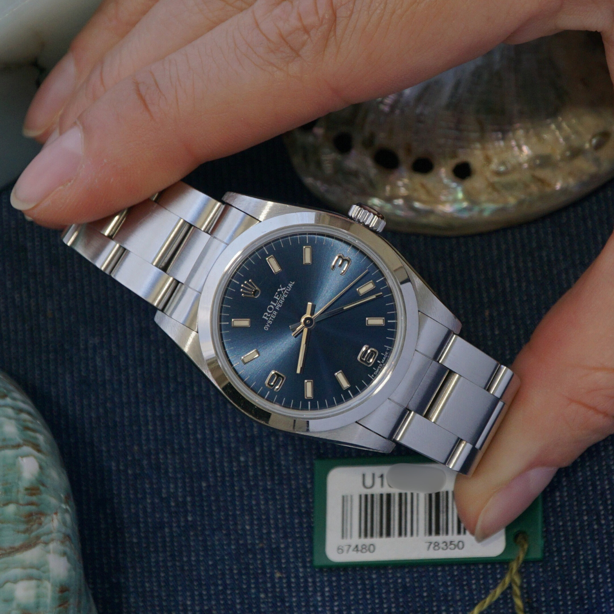 Rolex Oyster Perpetual 67480 Steel Blue Dial 31mm Automatic Hang