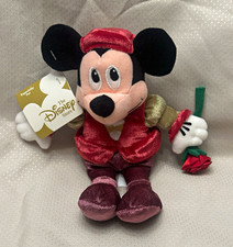 Vintage Disney Store Mickey Mouse Valentine Plush Holding Rose With Tag