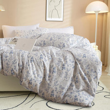 3 Pieces Blue Flower Duvet Cover Set Twin Cottagecore Botanical Duvet Cover with