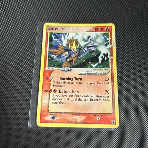 2005 POKEMON EX UNSEEN FORCES GOLD STAR #113 ENTEI-HOLO