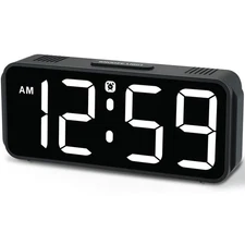 Digital Alarm Clock for Bedrooms - Plug in Electric Clock Big Numbers for Desk
