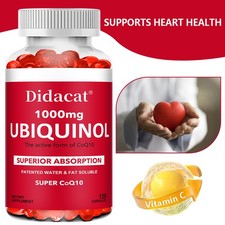 Ubiquinol 1000 Mg Coq 10 Supports Heart Cellular Energy Health 30-120 Softgels