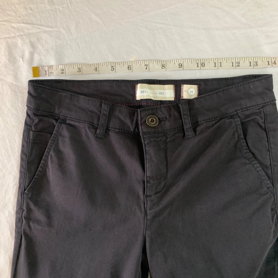 Pantalones Chinos Hei Hei Negros Denim-Feel Talla 26 - Calce Ajustado Estilo Utilitario Foto 3 de 4
