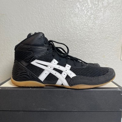 Asics Matflex 7 1081A051 Wrestling Shoes Black White Lace up Men's 8.5 US