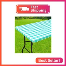 Smiry Rectangle Picnic Table Cloth, Elastic Waterproof Fitted Vinyl Tablecloths,