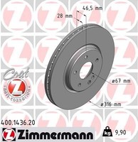 2X Zimmermann 400.1436.20 Bremsscheibe FüR MERCEDES-BENZ