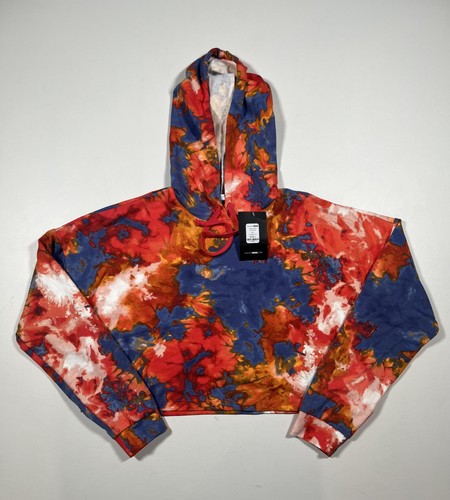 Fashion Nova Hoodie Womens Large Tie Dye Orange Losing My Mind Cropped 729711
