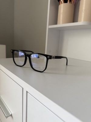 Chrome Hearts Black Square Eyeglasses Full Rim Cross Detail Designer Frames