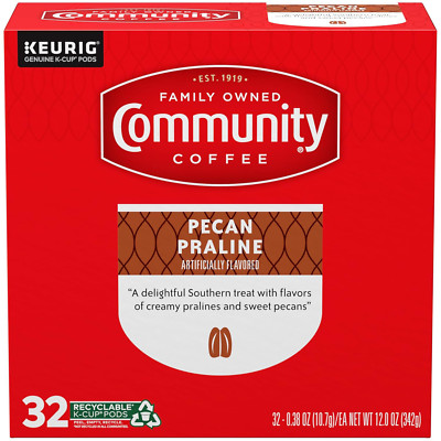 Community Coffee Pecan Praline Medium Roast Single Serve Keurig K-Cup Pods 32 ct