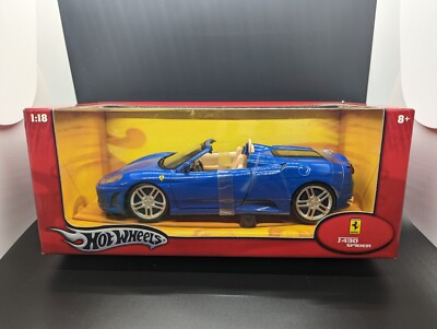 Hot Wheels 1/18 Ferrari F430 Spider Blue *RARE* diecast car w/box 