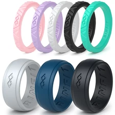 Silicone Wedding Rings | Wedding Bands for Men and Women- 8 Ring pack - RINFIT