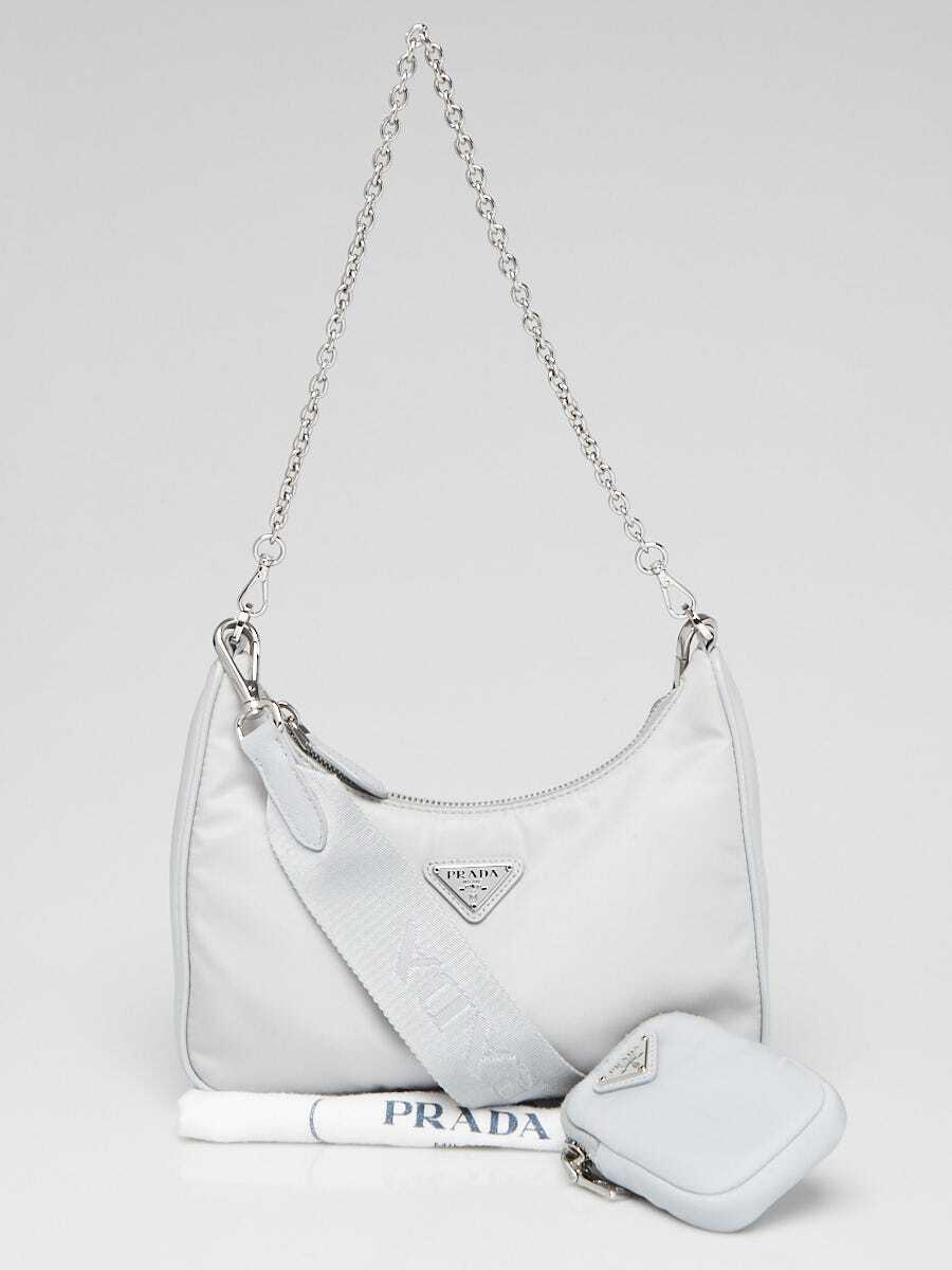 Prada Grey Tessuto Nylon 2005 Re-Edition Shoulder Bag 1BH204