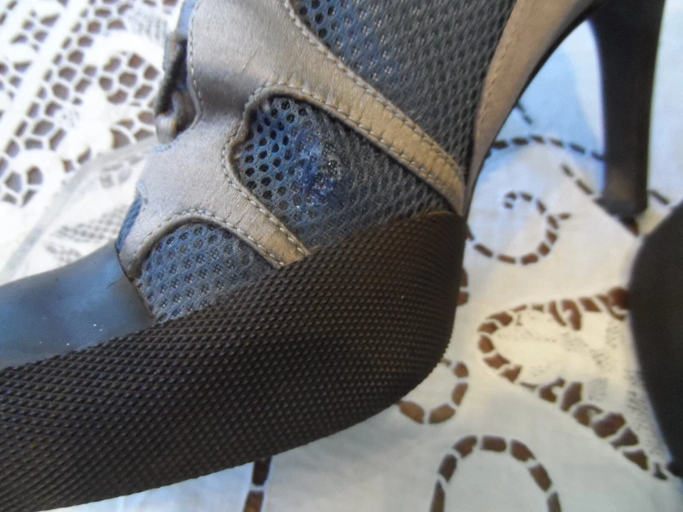 Botín Stella McCartney Taupe/Gris Cuero Vegano-Malla-Satén Con Cordones Talla 37B Foto 4 de 4