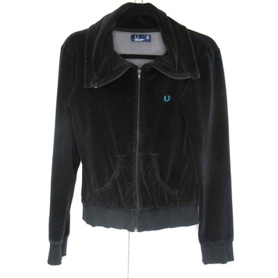 Fred Perry Velour Track Jacket High Neck Women's 8 Black | eBay