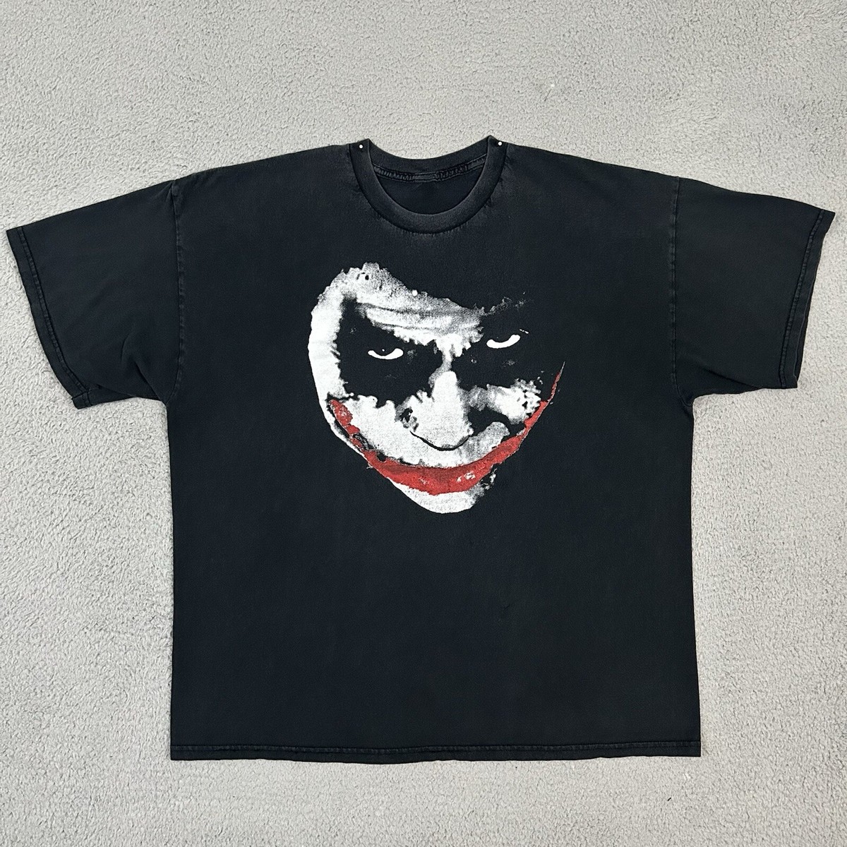 Y2K The Dark Knight Joker Face Faded Black T-Shirt Size XXL | eBay