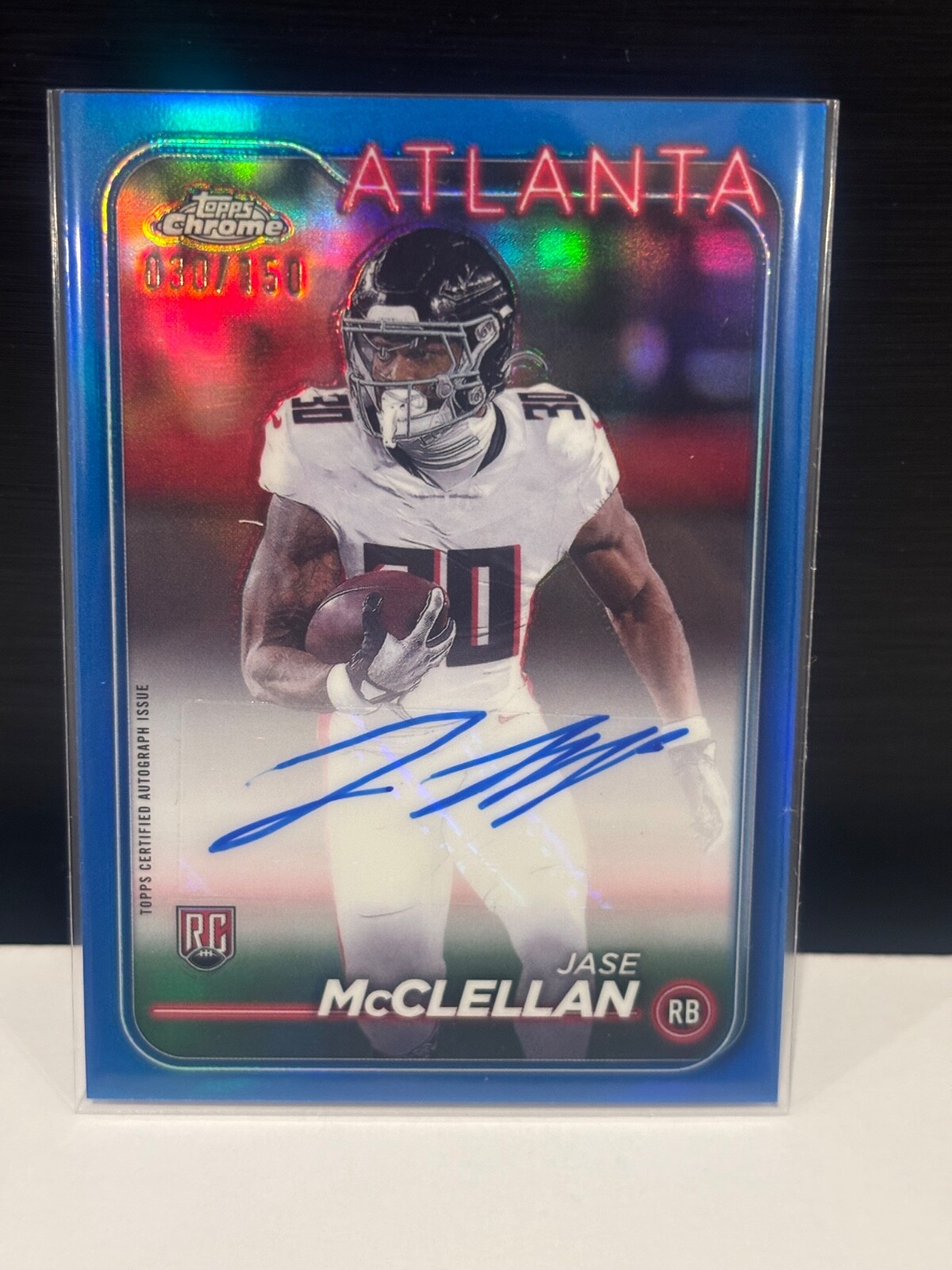 2024 Topps Chrome Football #RA-JMC Jase Mcclellan Blue RC Auto/150 - Atl Falcons