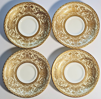 Royal Worcester Saucer Dessert Plate Embassy White & Gold Set of 4 Wall Decor