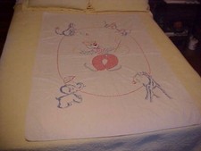 BABY QUILT, CLOWN, CIRCUS Theme 1960s Hand Made