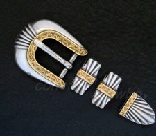 WESTERN ANTIQUE GOLD 4 PIECES BELT BUCKLE SET FITS 3/4" BELT for 19mm strap