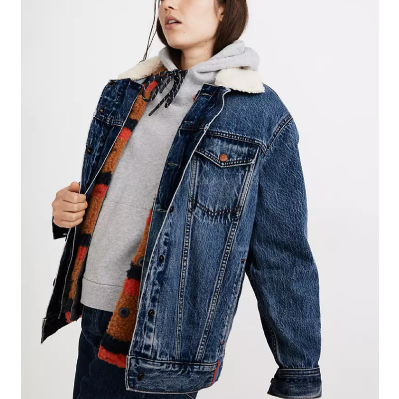 KULE Sherpa-Lined Oversized Jean Jacket 