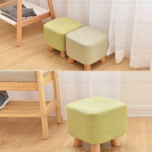 Small Wooden Footstool Footrest Pouffe Foot Stool Padded Ottoman Seat Bench - Picture 2 of 20