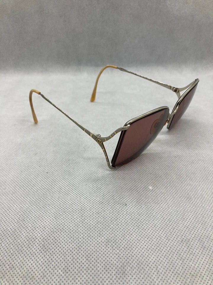 Gafas de sol Gucci GG2201 marco de metal con lentes rosa/marrón años 80 vintage certificado de autenticidad Foto 2 de 4