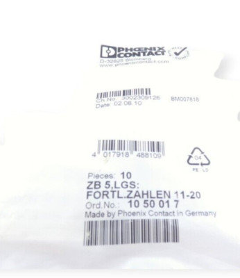 Phoenix Contact Zackband ZB 5,LGS: Fortl. Zahlen 11-20 1050017 VPE 10 Stk.