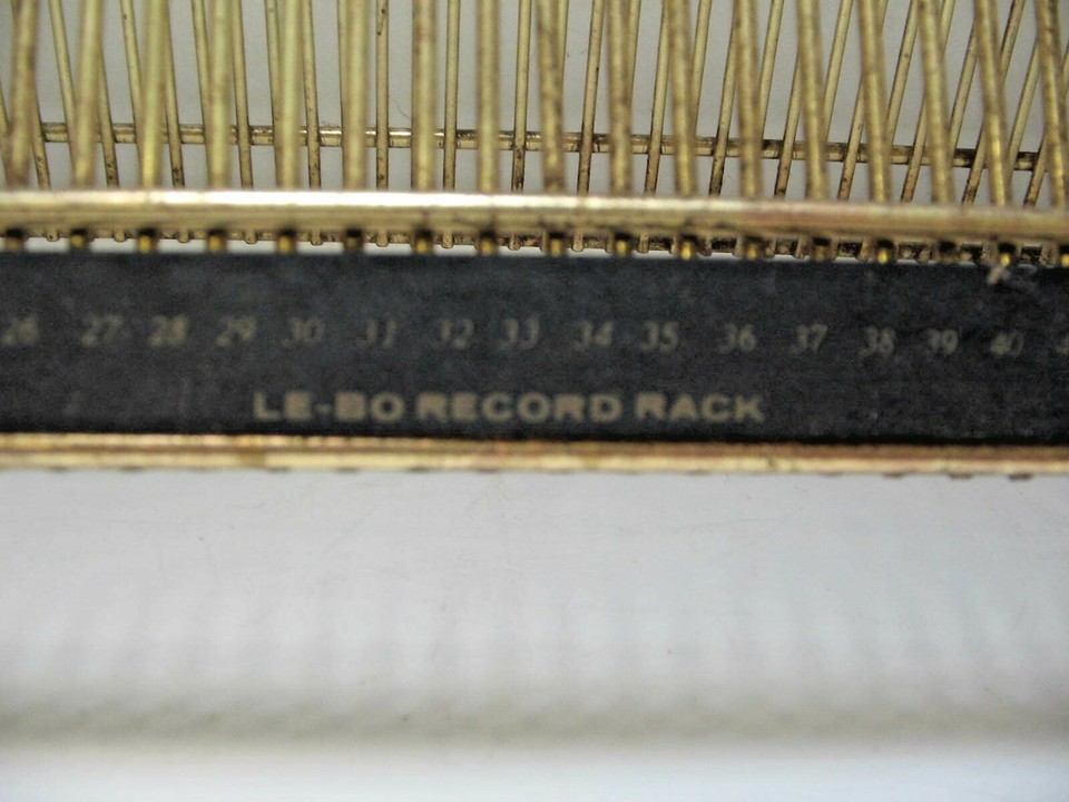 Vtg Le-Bo Table Top MCM Record Vinyl Holder Rack GOLD Metal LP 45's ...