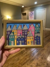 Houses,city,abstract,4/6,painting On Paper,framed