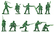 Accurate C.S.A. Infantry Set #1 in Green Color - 10 54mm soft plastic figures