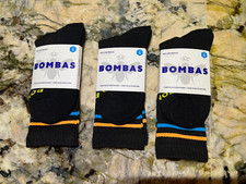 Bombas Black Crew Socks, 3 Pairs, Size S/Small