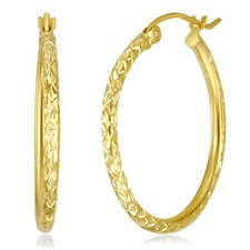 Wellingsale 14k Yellow Gold Diamond Cut 1.5mm Hoop Earrings 25 x 25 mm 