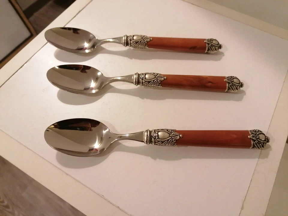 BUGATTI, modello Rinascimento, colore marrone, 12 cucchiai da frutta - Imagen 3 de 4