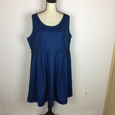 Lane Bryant Fit Flare Dress Sz 20 Womans Plus Blue Black Mesh Sleeveless Lined