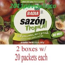 Badia Sazon Tropical with Cilantro Blend (2 Boxes) with 20 Packs each (3.52oz)