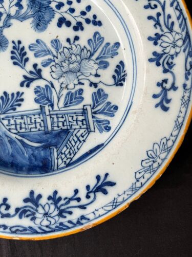 Assiette en faïence chinoise bleu et blanc Delft hollandais Bijl 18ème - Photo 6 sur 9