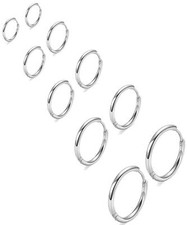 3-5 Pair Men Women Small Hoop Earrings Stainless Steel Lip Piercing Nose Ring