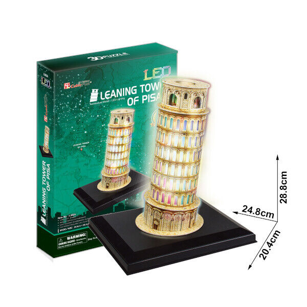 Cubic Fun - 3D Puzzle the Leaning Tower From Pisa Italy With LED Lighting