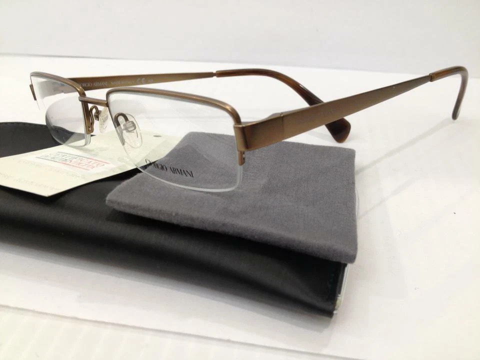 GIORGIO ARMANI GA802 NFU BROWN SEMI RIM METAL EYEGLASSES 53-18-140 NEW TITANIUM - Image 2 of 3