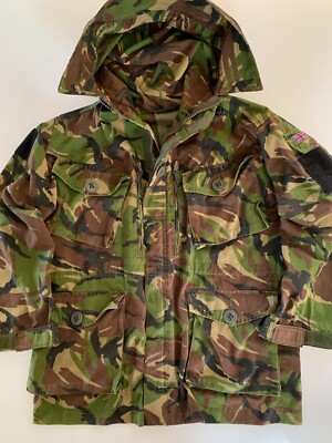 VTG Old British DPM Camo Windproof Hood Smock Coat United Kingdom